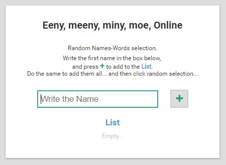 Eeny, meeny, miny, moe, Web App