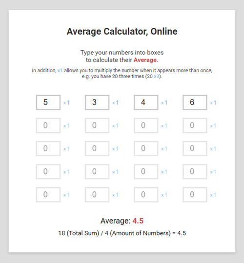 Average Calculator, Web App