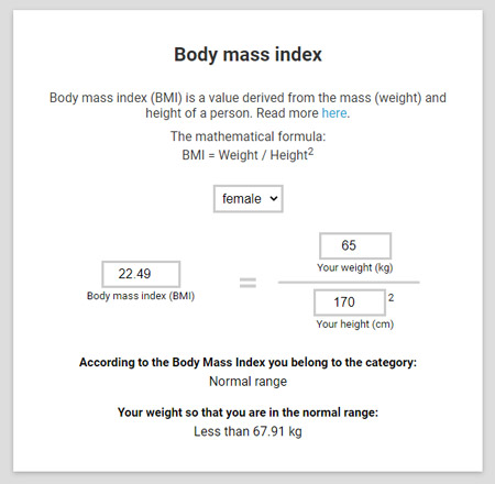 Body mass index Calculation, online, Web App