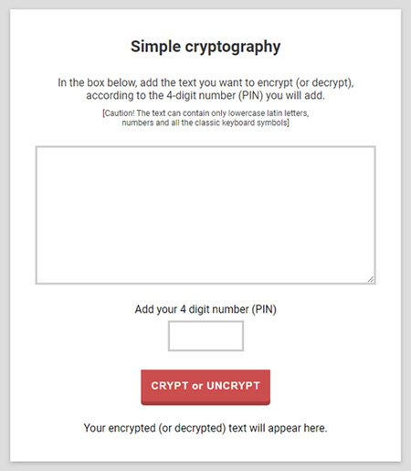 Simple text encryption, Web App