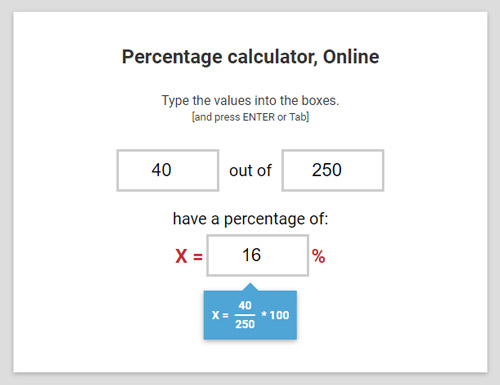 Percentage calculator, Web App