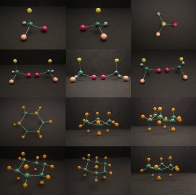 Chemical structures, molecular models