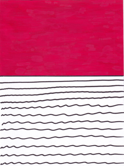 Red minimal modern painting, watercolor on paper