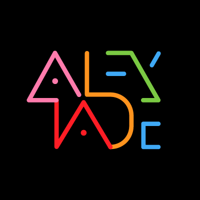 Alex Tade, lined minimal graphic typography, colored